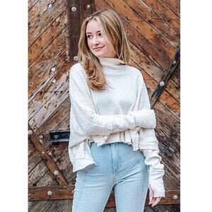 Free People Moon Daisy Thermal Pullover Sweater in Starshine XS